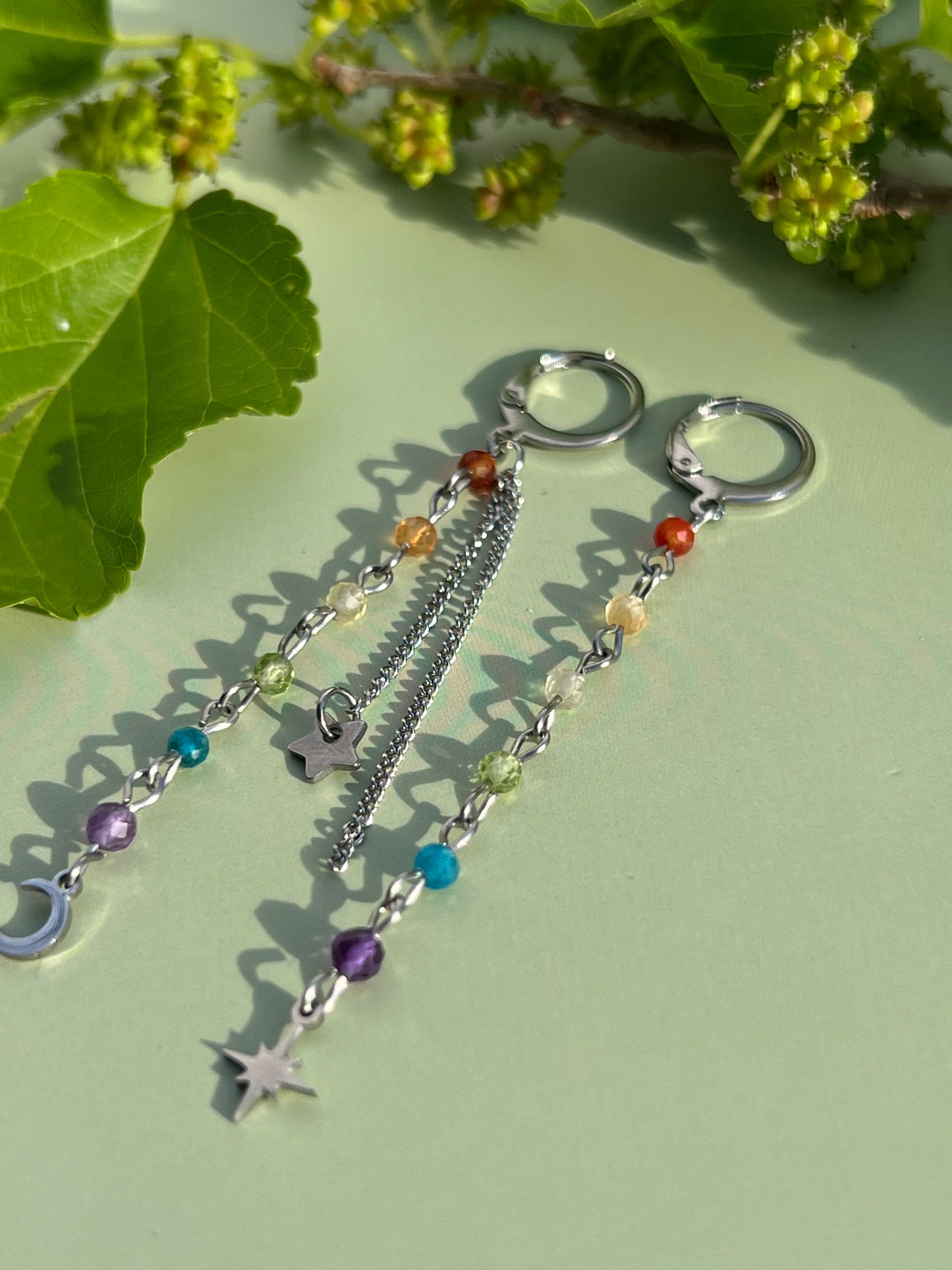 Rainbow Celestial Starburst Earrings