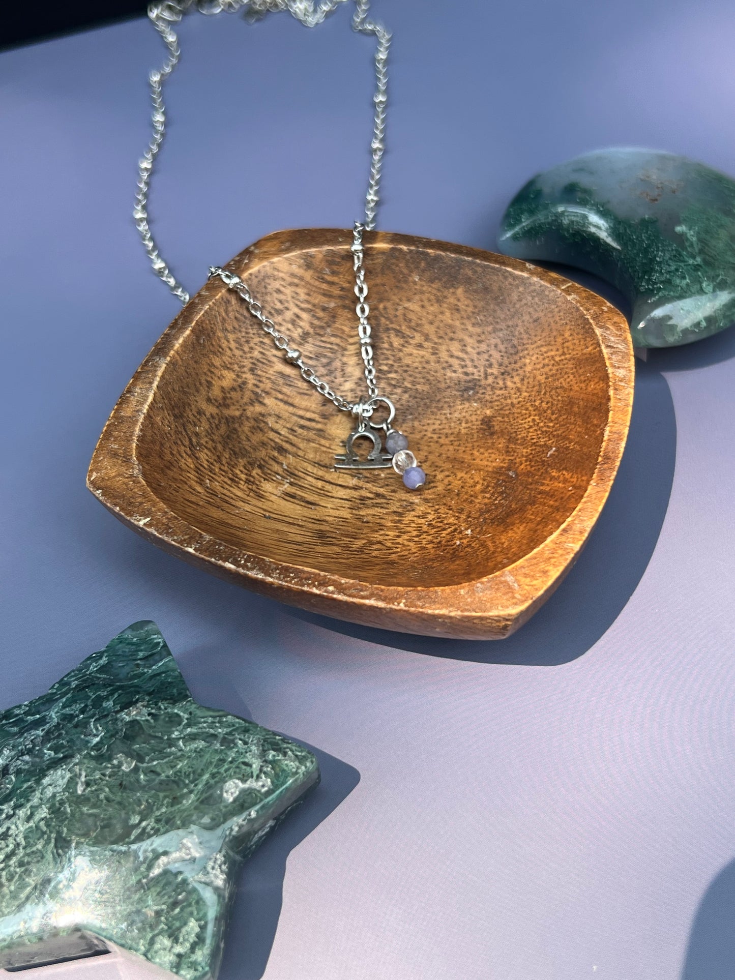 Libra - Zodiac Sign Gemstone Silver Necklace