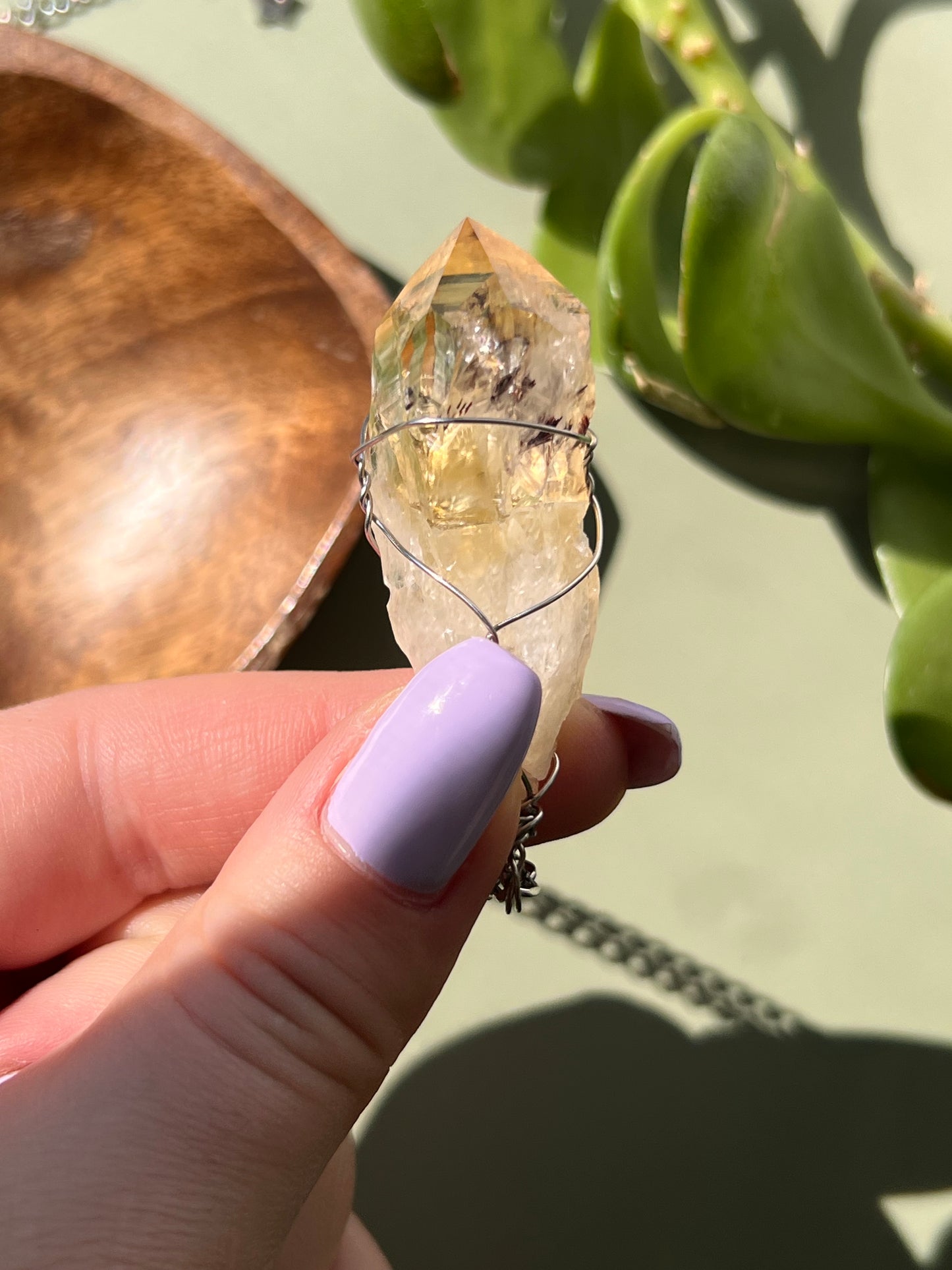 Citrine + Black Rutile Point Silver Necklace