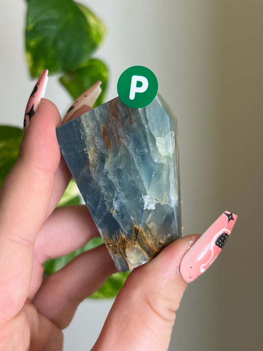 Blue Lemurian Aquatine Calcite Gusher - P 🍬
