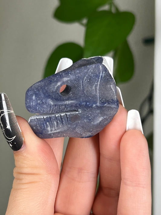 Blue Aventurine Dinosaur Skull Head