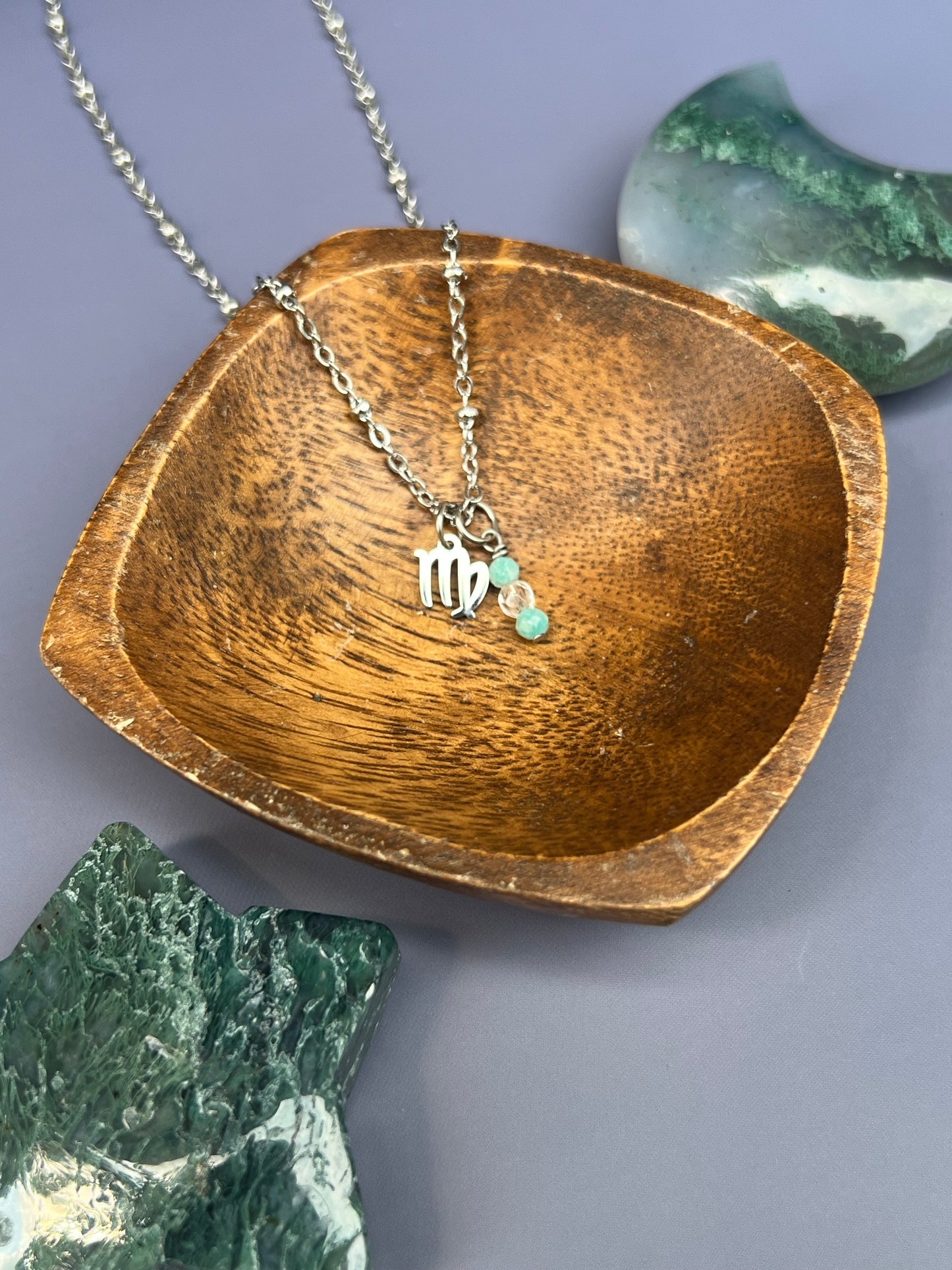 Virgo - Zodiac Sign Gemstone Silver Necklace