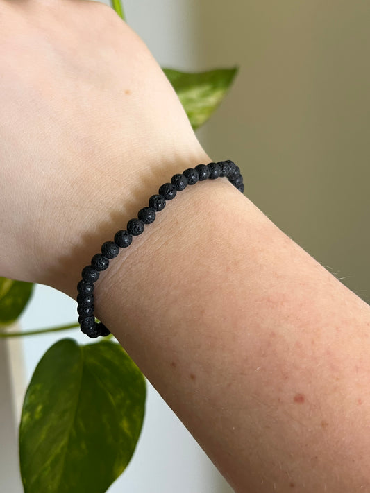 4mm Black Lava Stone Bracelet