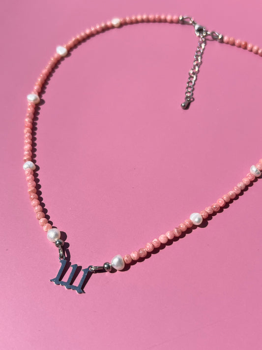 Rhodochrosite + Pearl 111 Numerology Necklace🪽