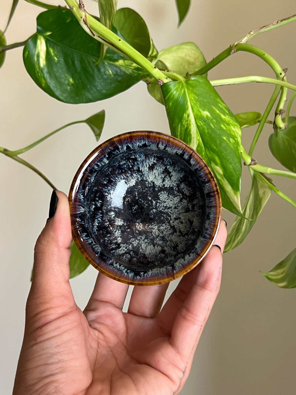 Vintage Ceramic Blue + Brown Dish