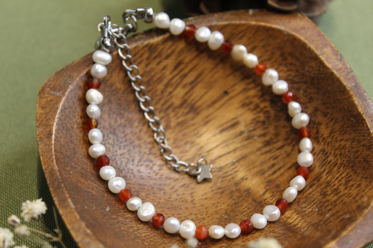 Carnelian & Pearl Bracelet