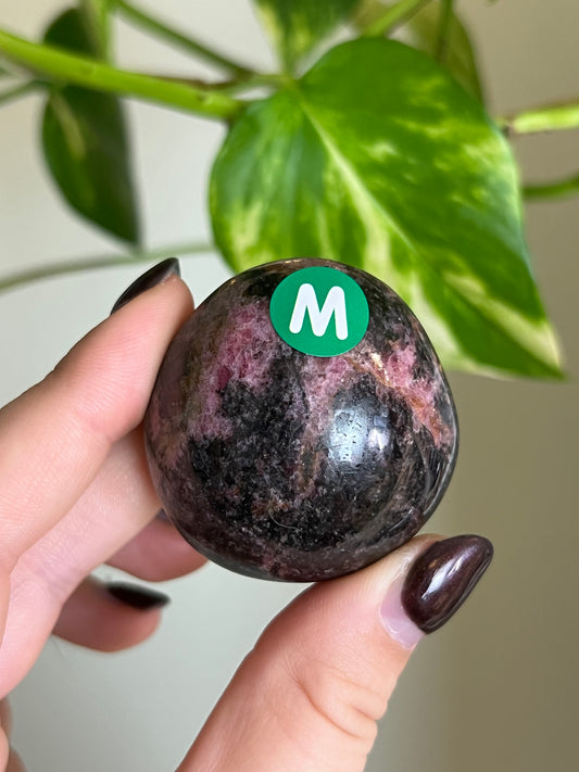 Madagascar Rhodonite Palm Stone - M