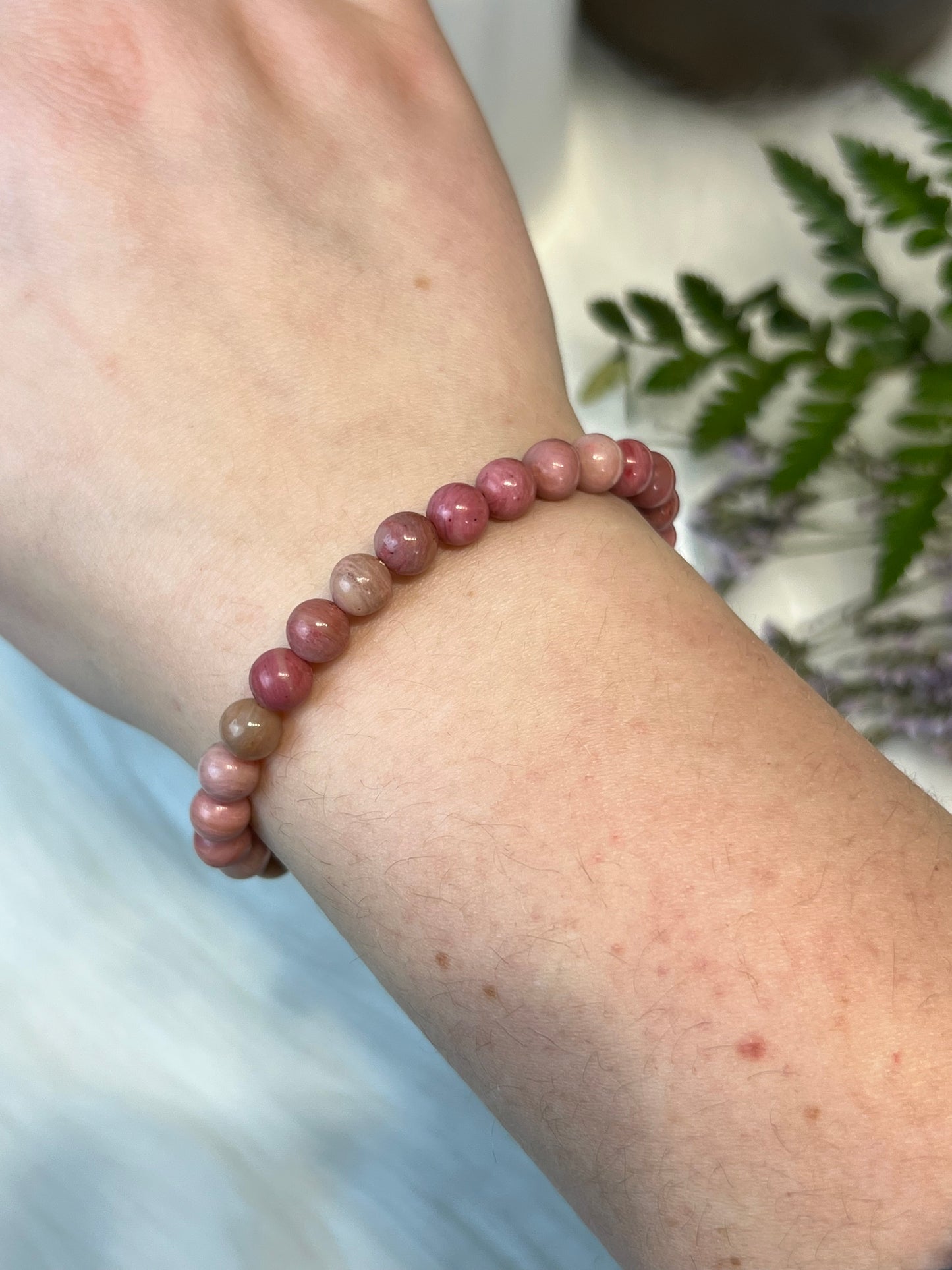 Pink Rhodonite 6mm Bracelet