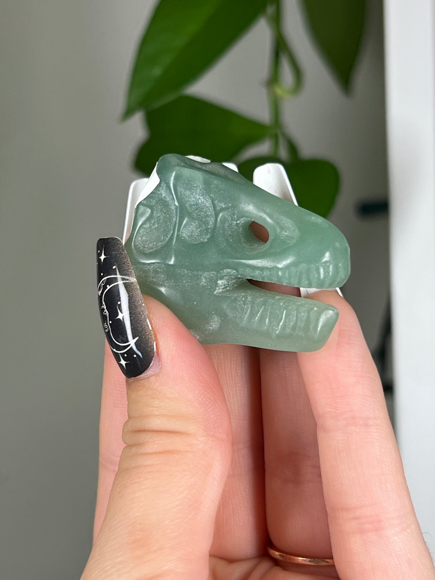 Green Aventurine Dinosaur Skull Head