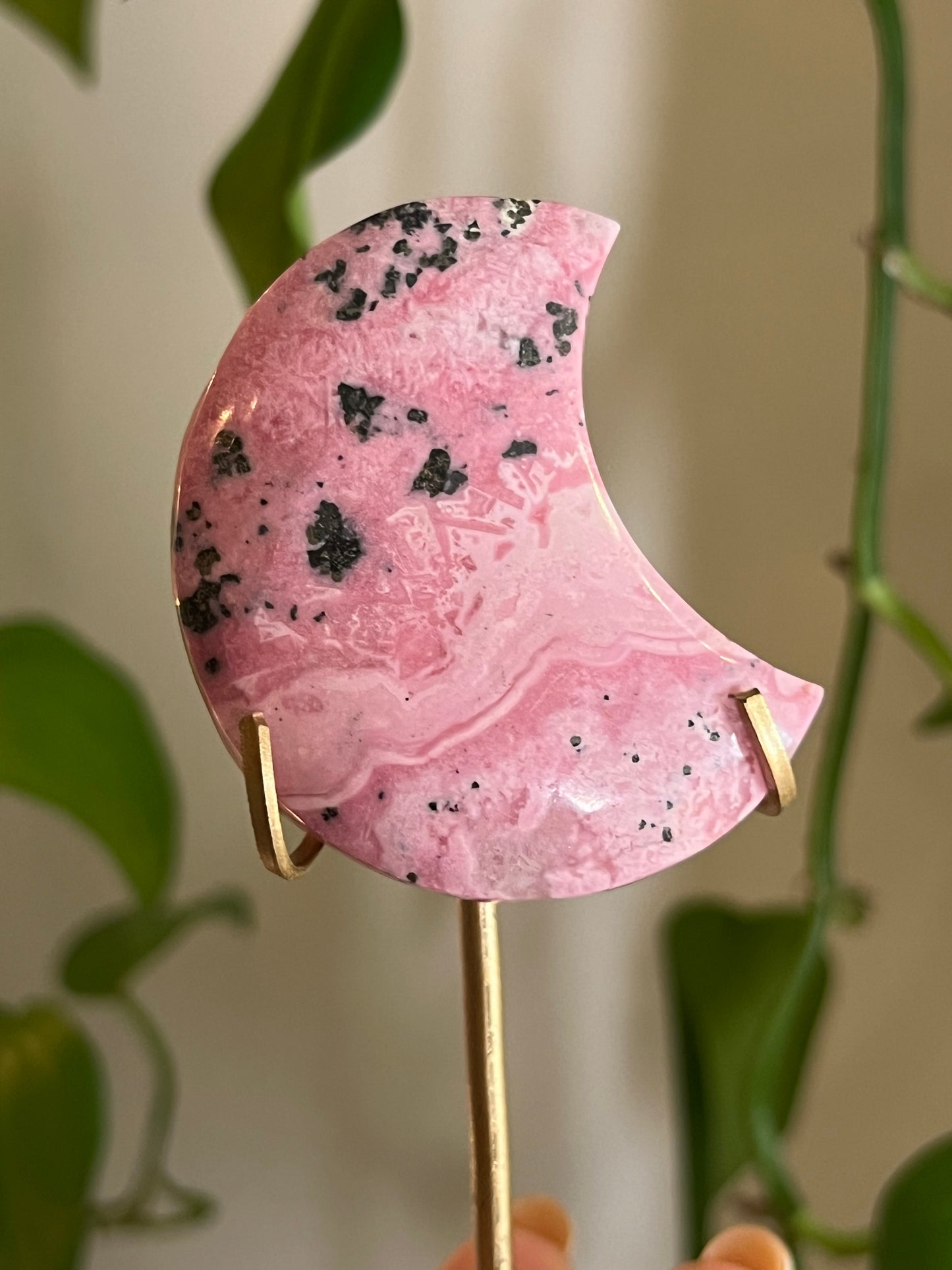 Peruvian Rhodonite Moon Stand - M