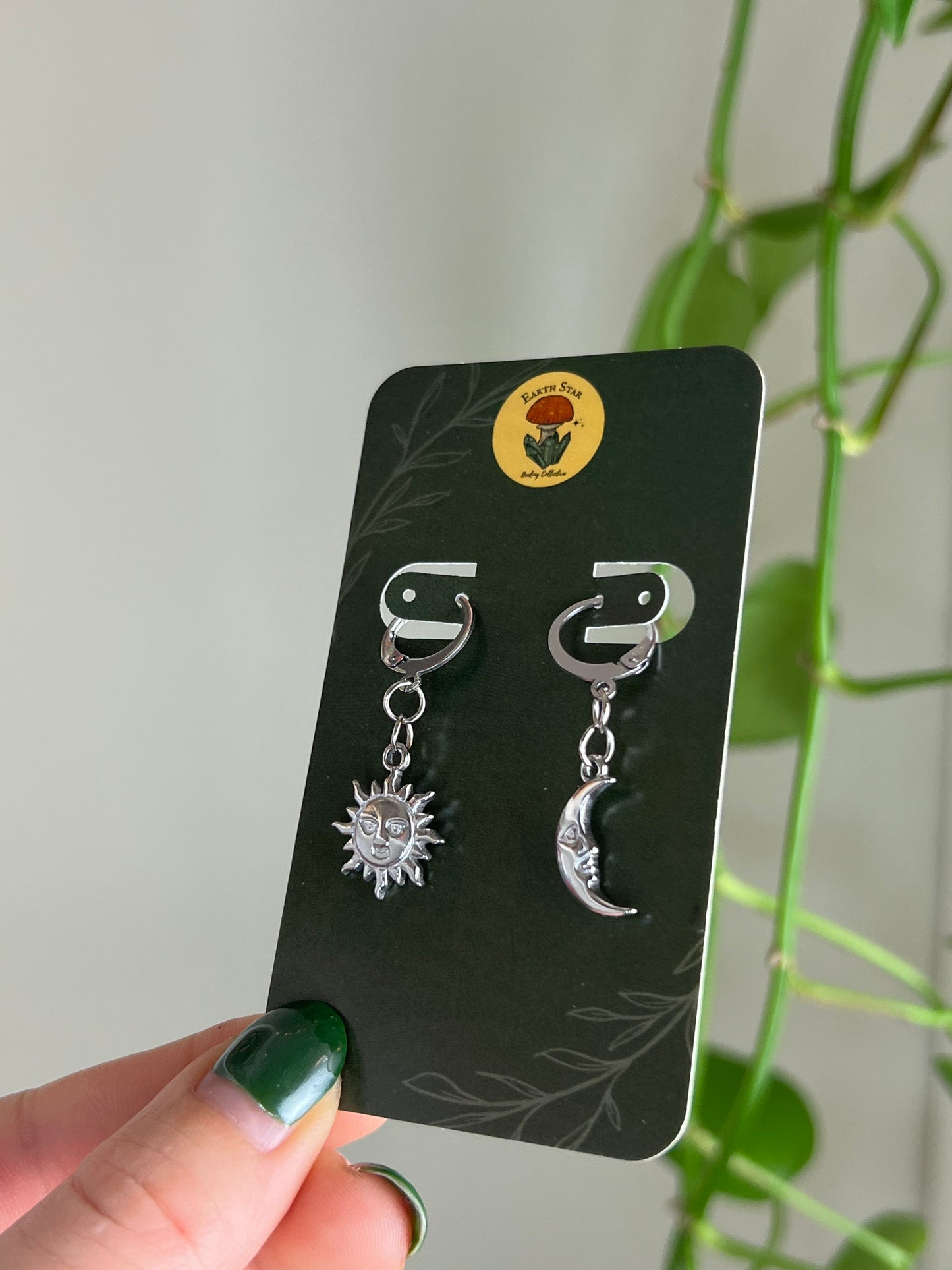 Sun and Moon Earrings - Silver