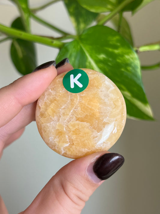 Orange Calcite Flat Stone - K