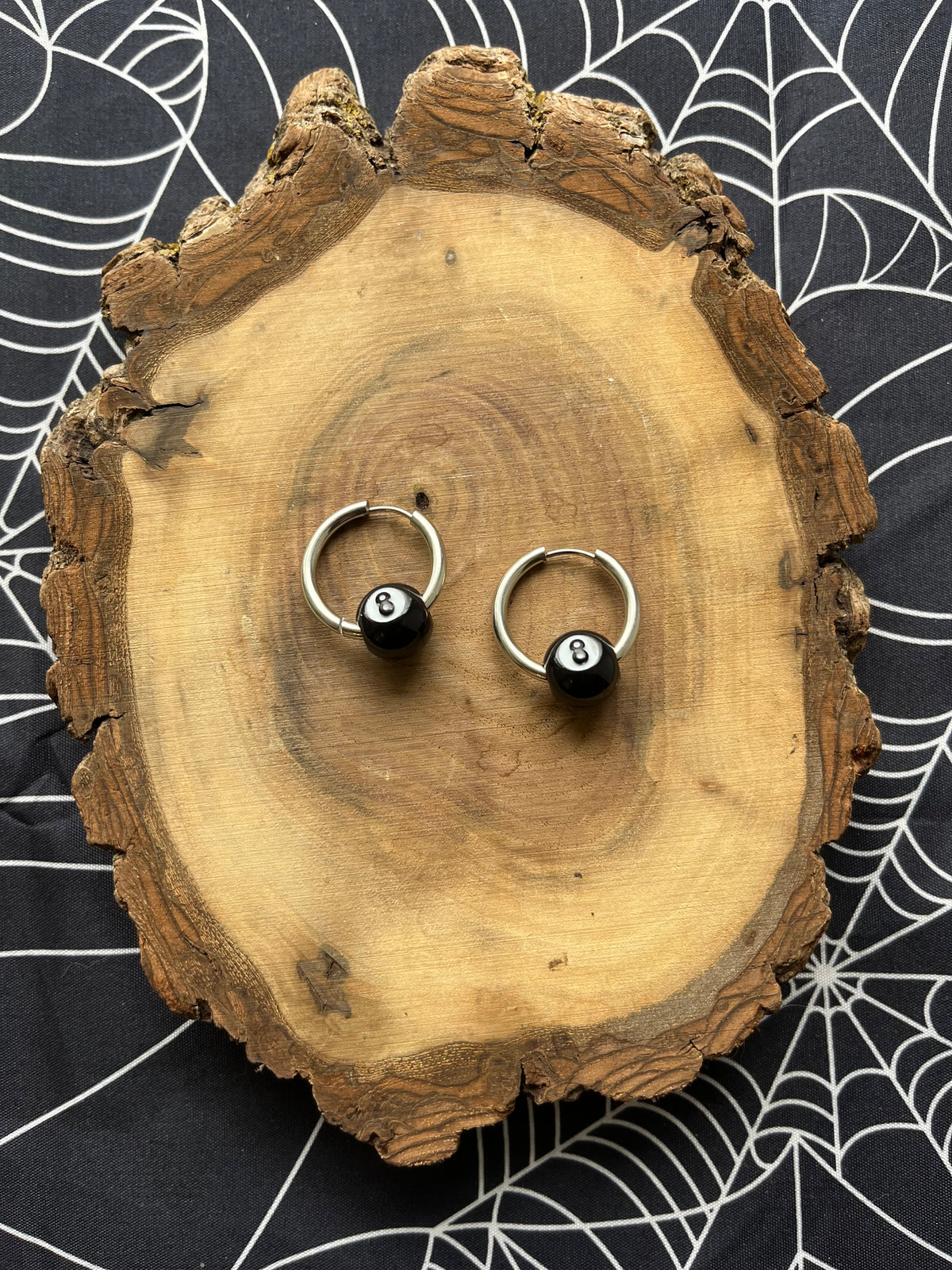 Magic 8 Silver Hoop Earrings