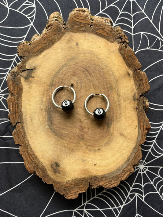 Magic 8 Silver Hoop Earrings