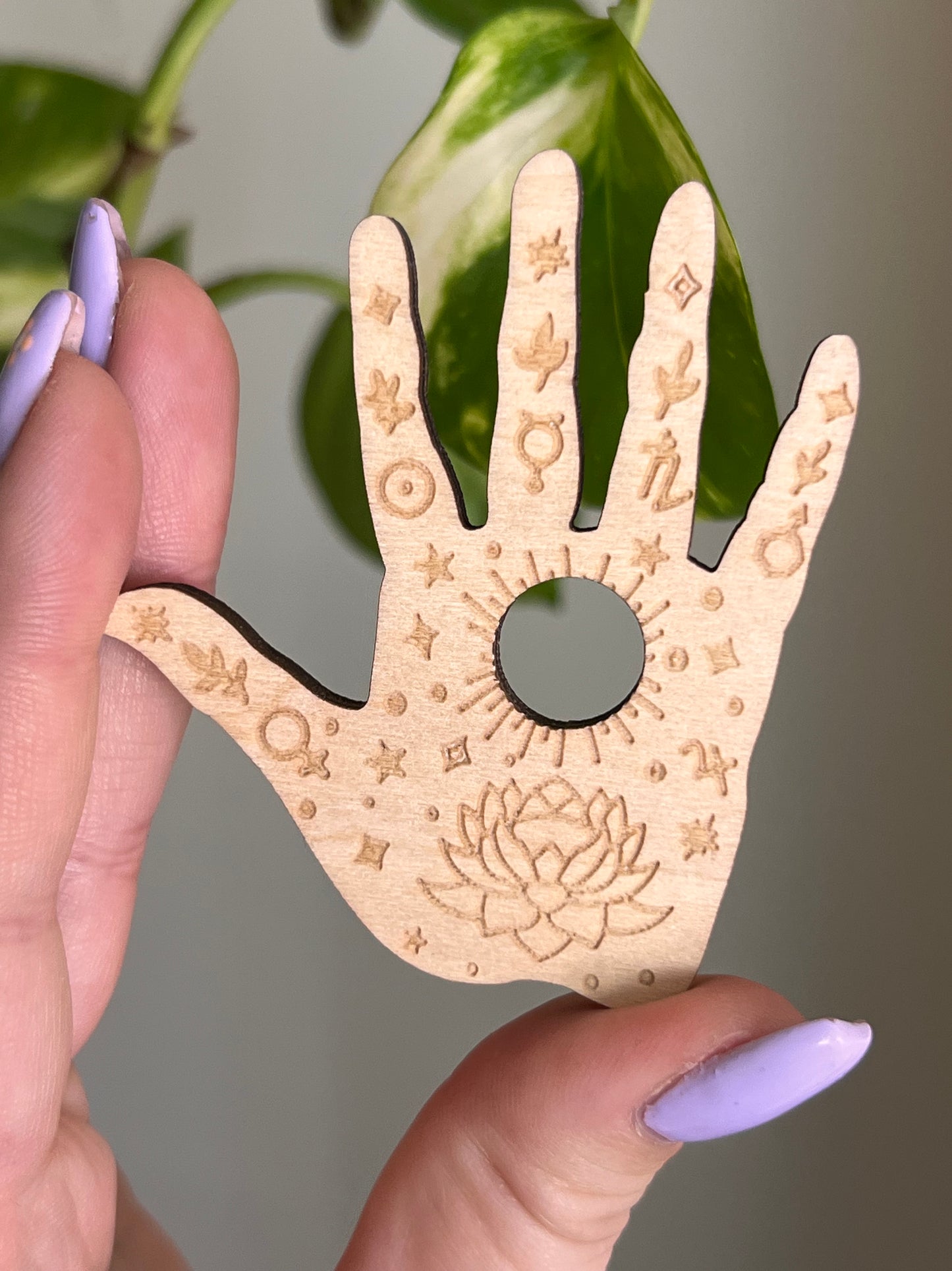 Celestial Lotus Hand Wooden Sphere Stand