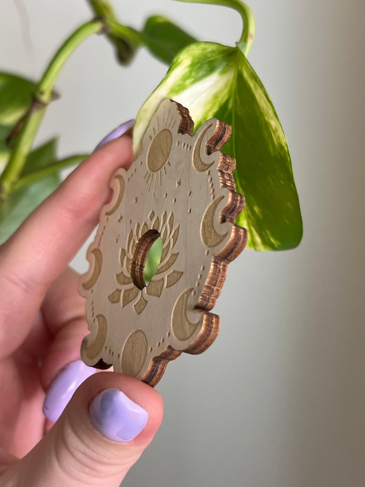 Moon Phases Wooden Sphere Stand