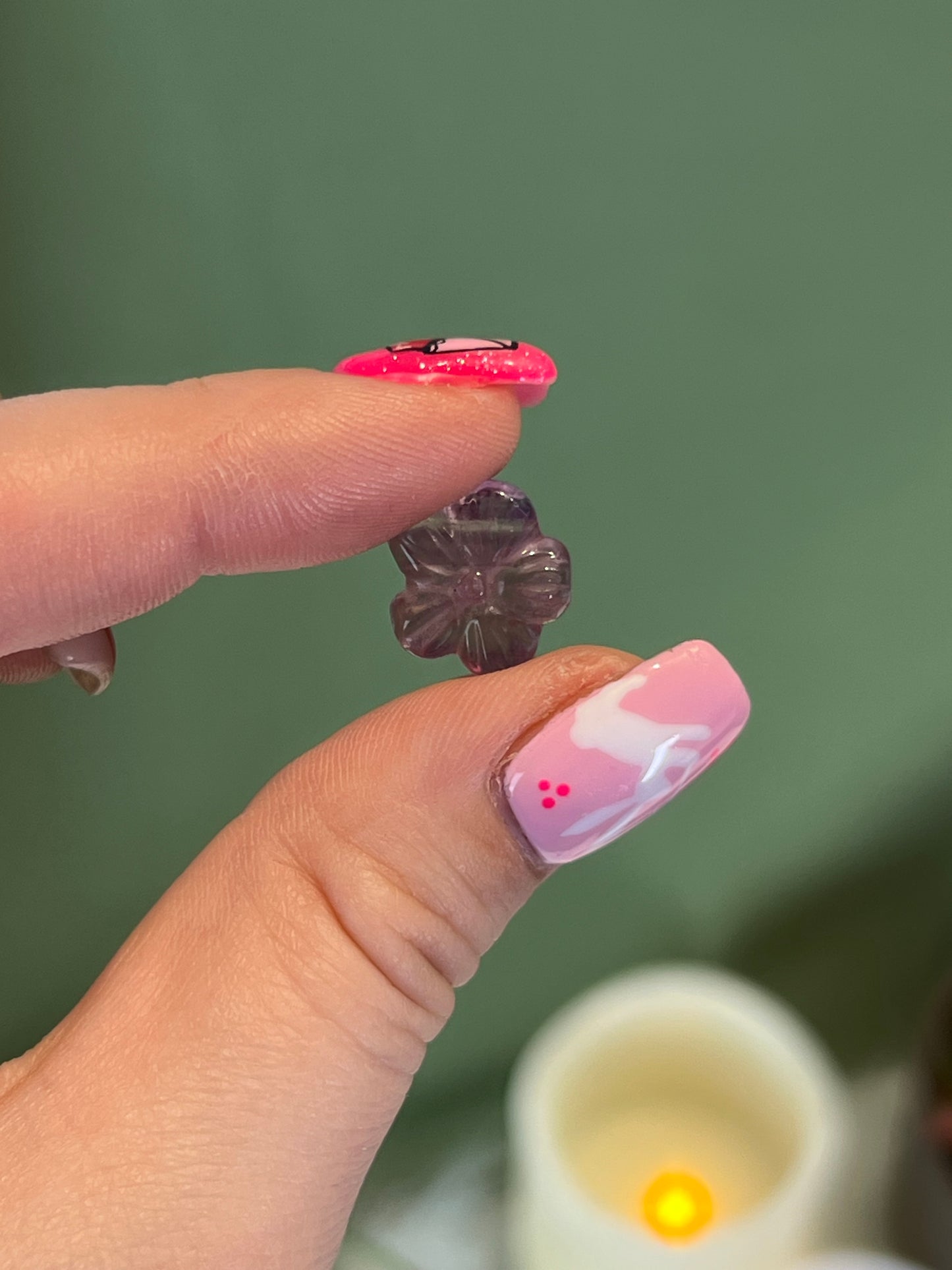 Rainbow Fluorite Mini Cherry Blossom Flower