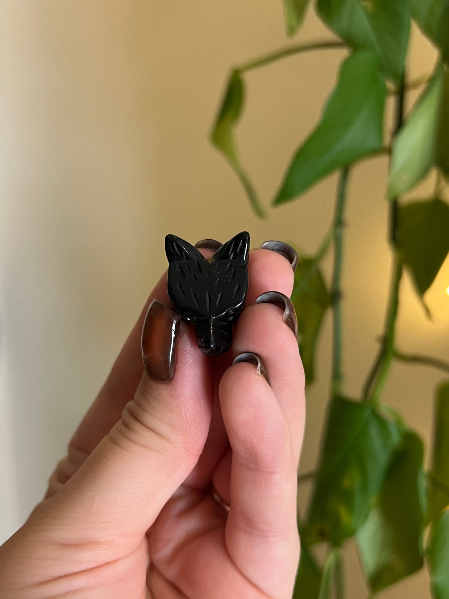 Black Obsidian Wolf Head