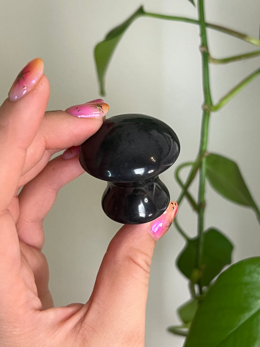 Black Obsidian Mushroom Face Massage Tool