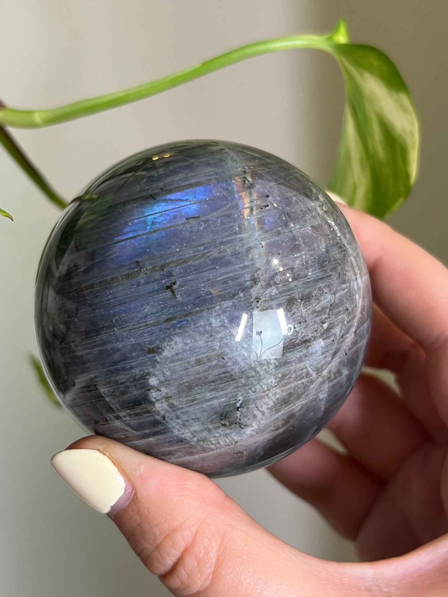 Flashy Purple + Blue Labradorite Sphere - Z