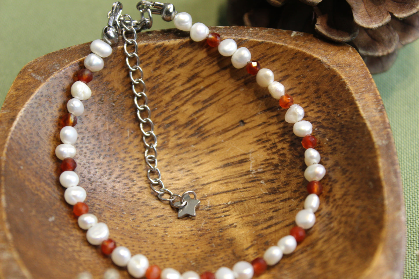 Carnelian & Pearl Bracelet