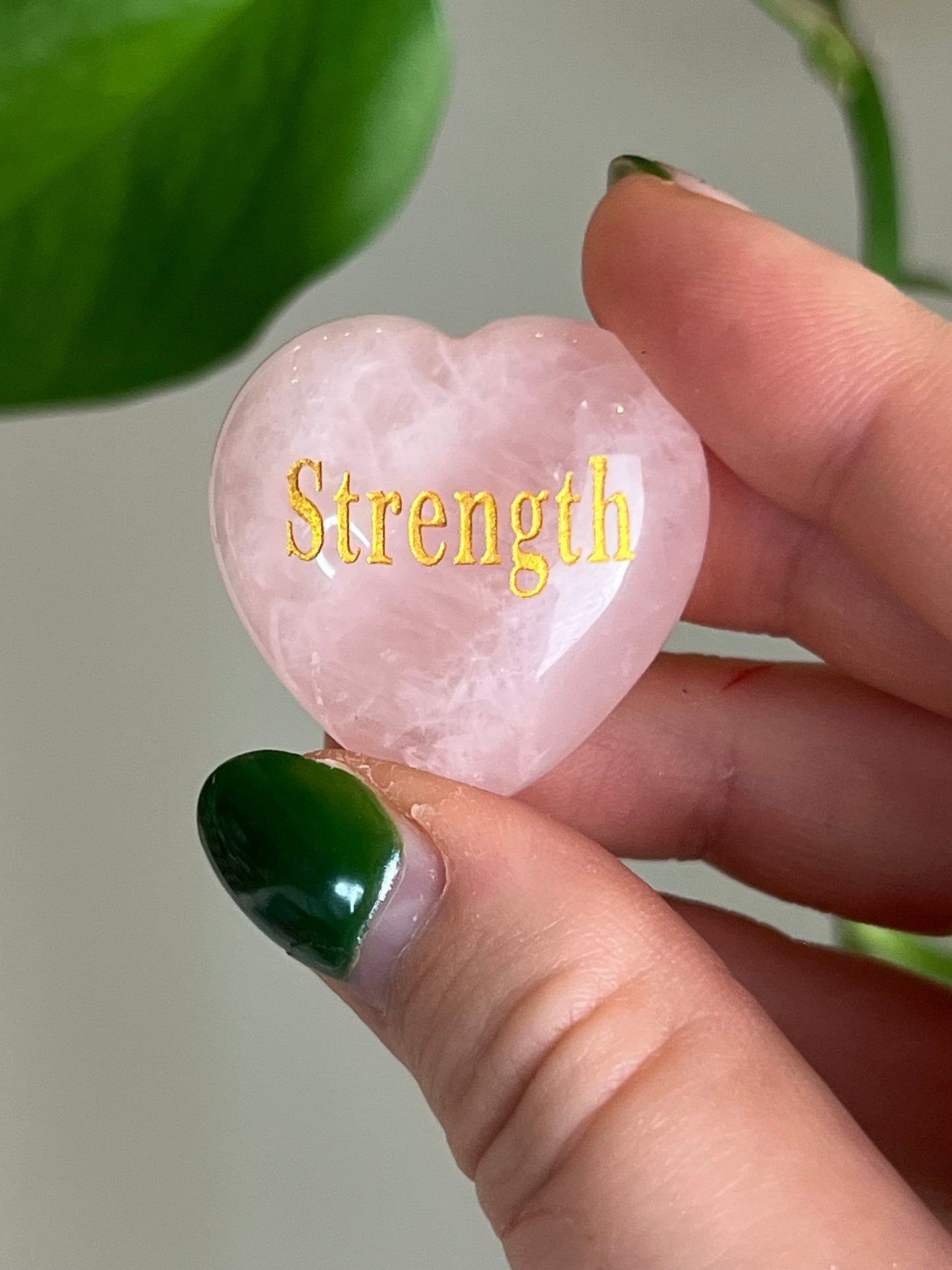 Rose Quartz Affirmation Heart - Strength