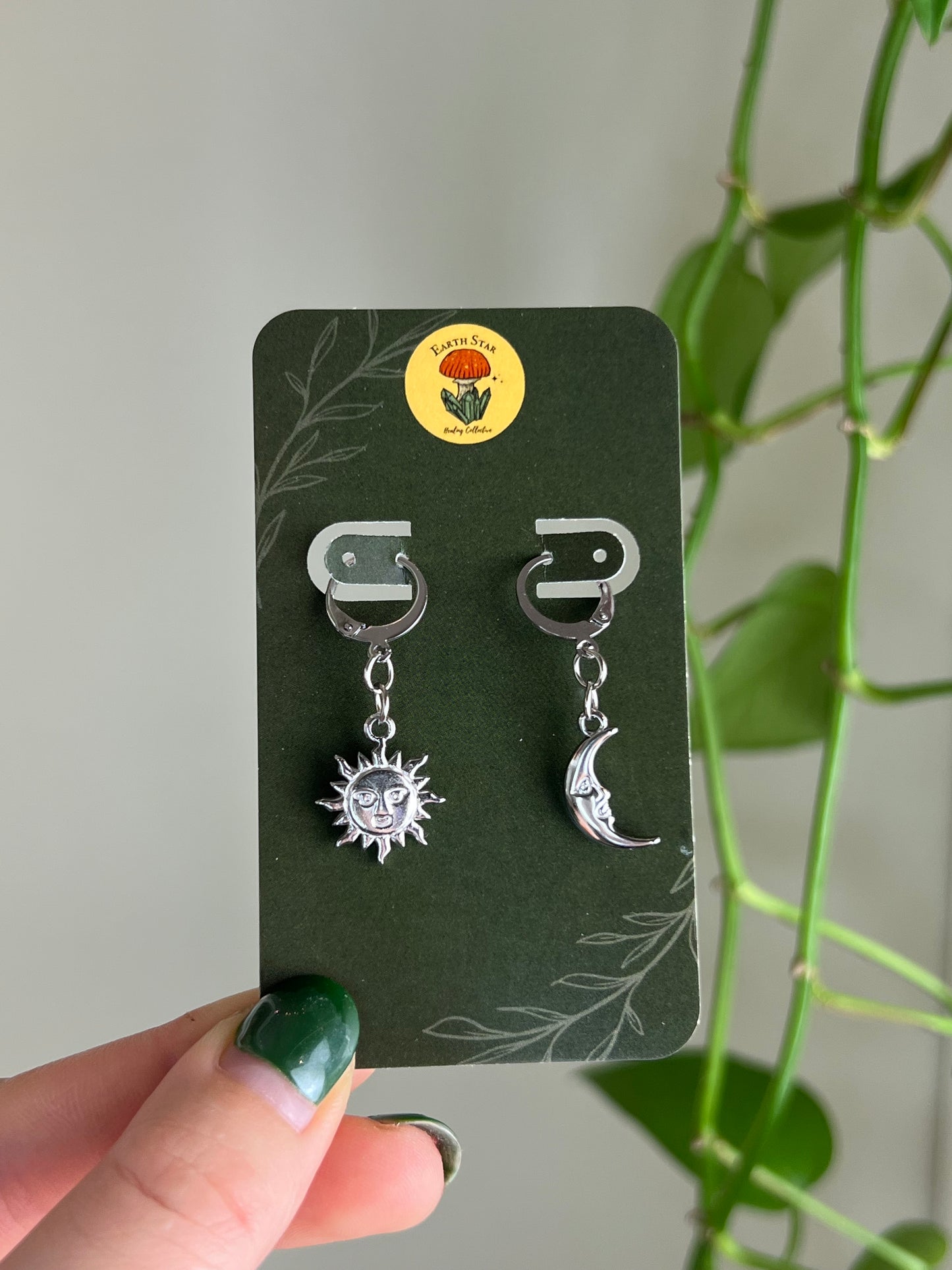 Sun and Moon Earrings - Silver