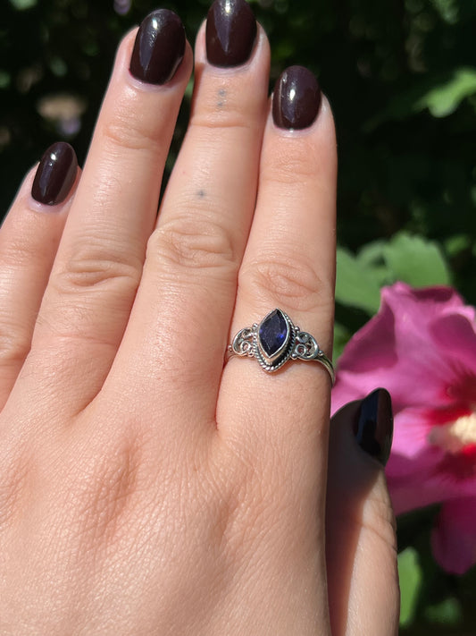 Iolite Dainty Sterling Silver Ring | Size 9