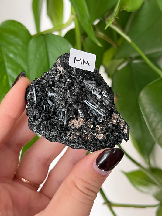 Black Tourmaline and Feldspar Cluster MM