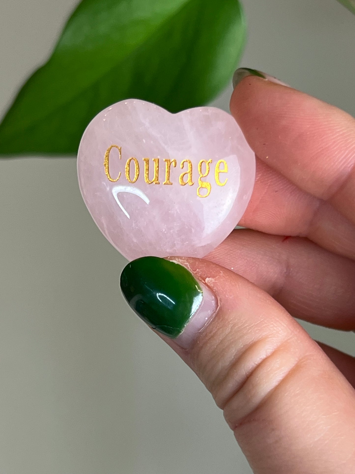 Rose Quartz Affirmation Heart - Courage