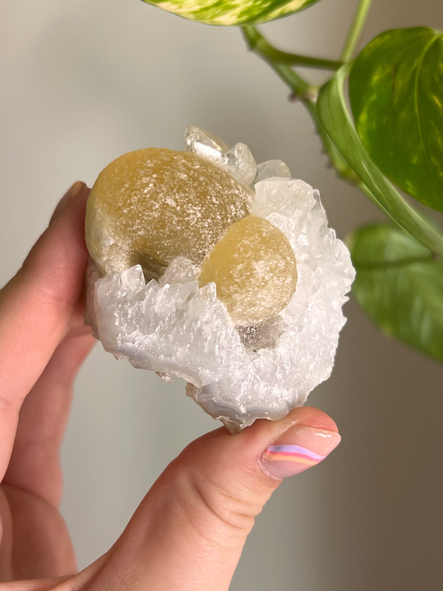 Yellow Ball Fluorite on Quartz - Rare*