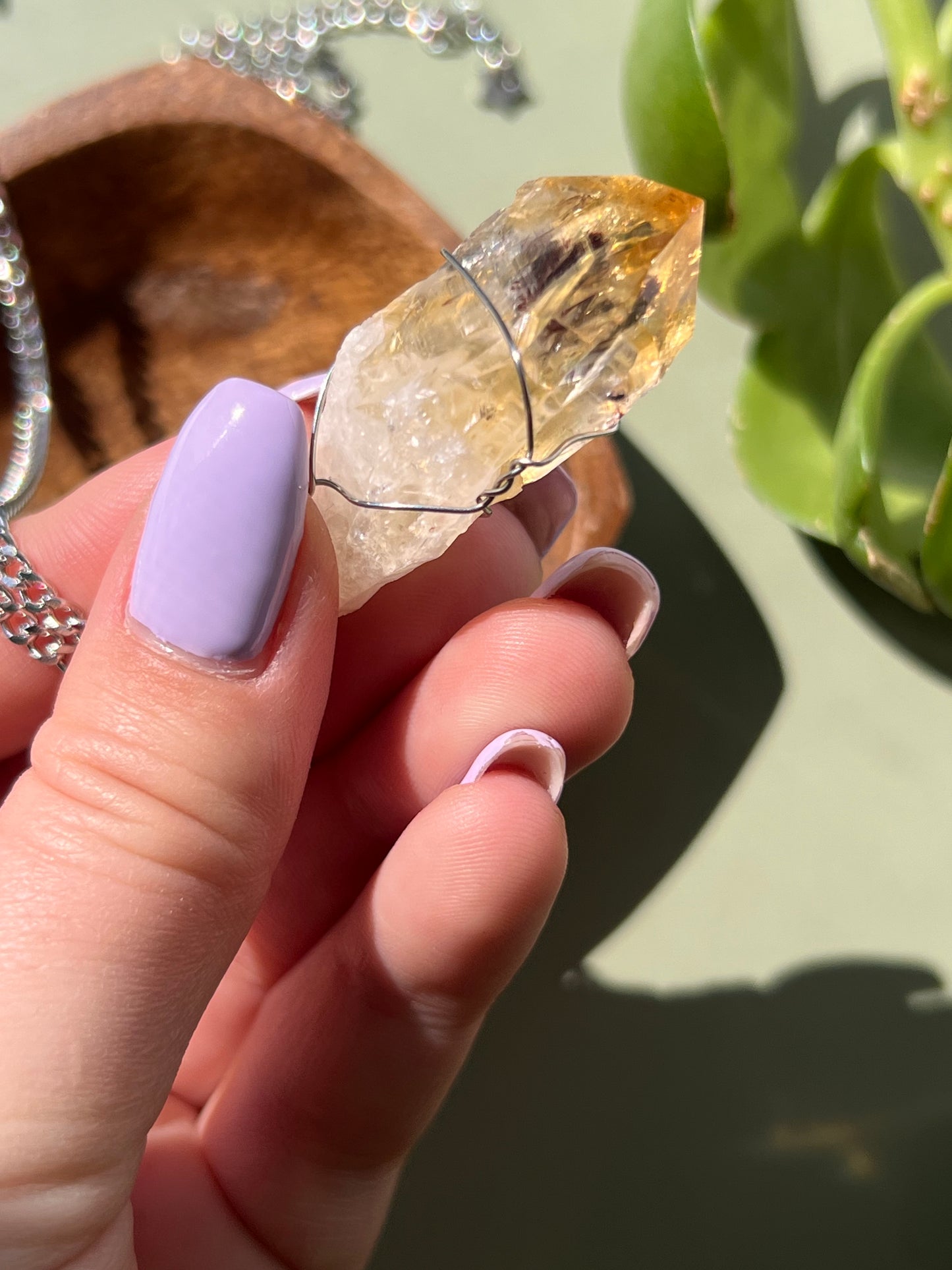 Citrine + Black Rutile Point Silver Necklace