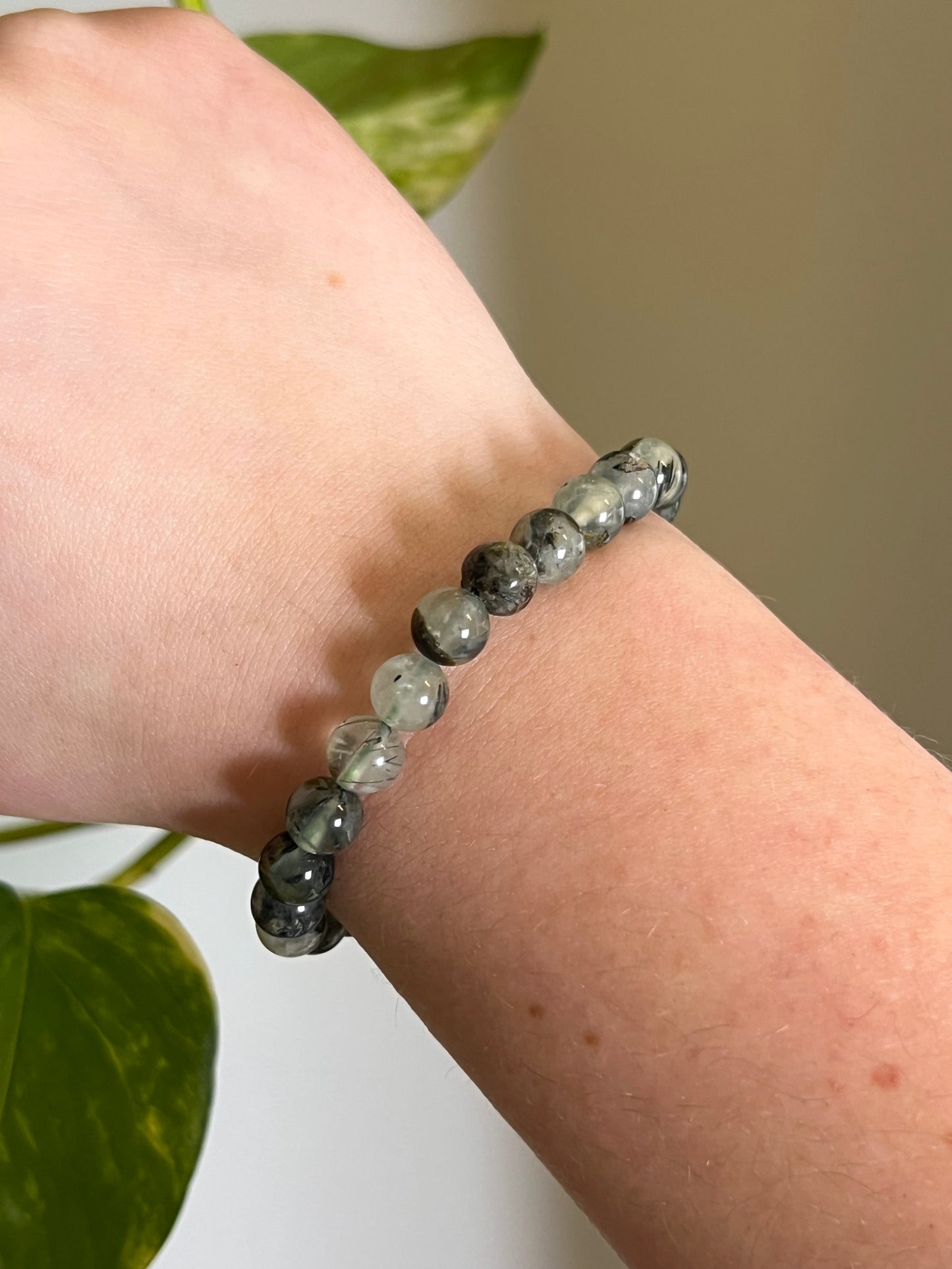 8mm Prehnite with Epidote Bracelet