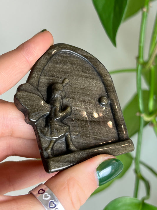 Gold Sheen Obsidian Fairy Door