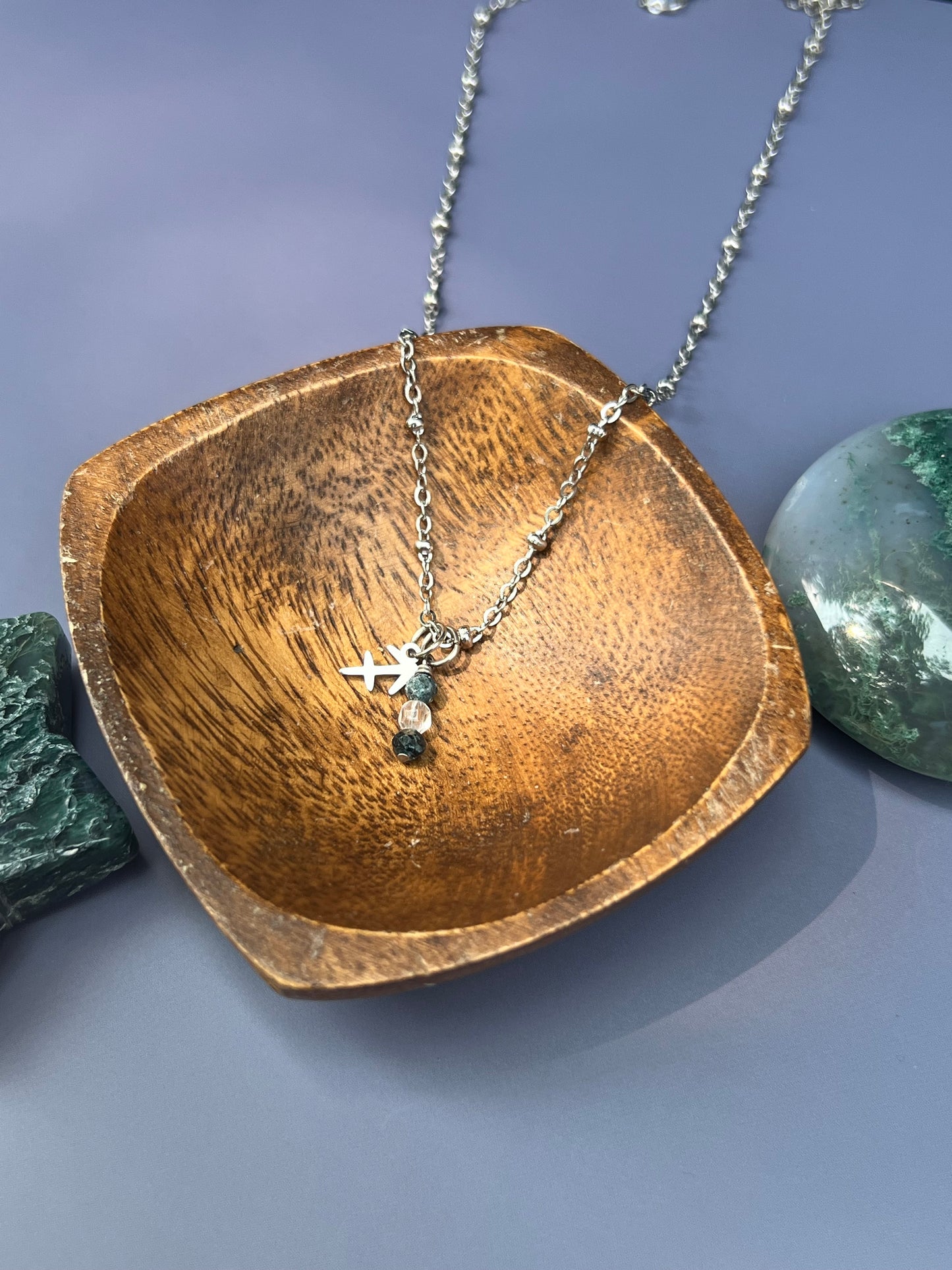 Sagittarius - Zodiac Sign Gemstone Silver Necklace