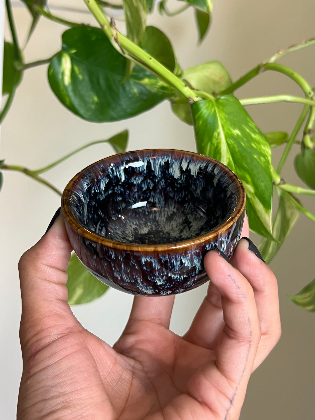 Vintage Ceramic Blue + Brown Dish