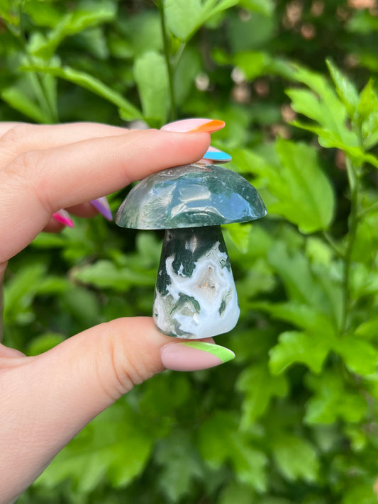 Druzy Moss Agate Mushroom