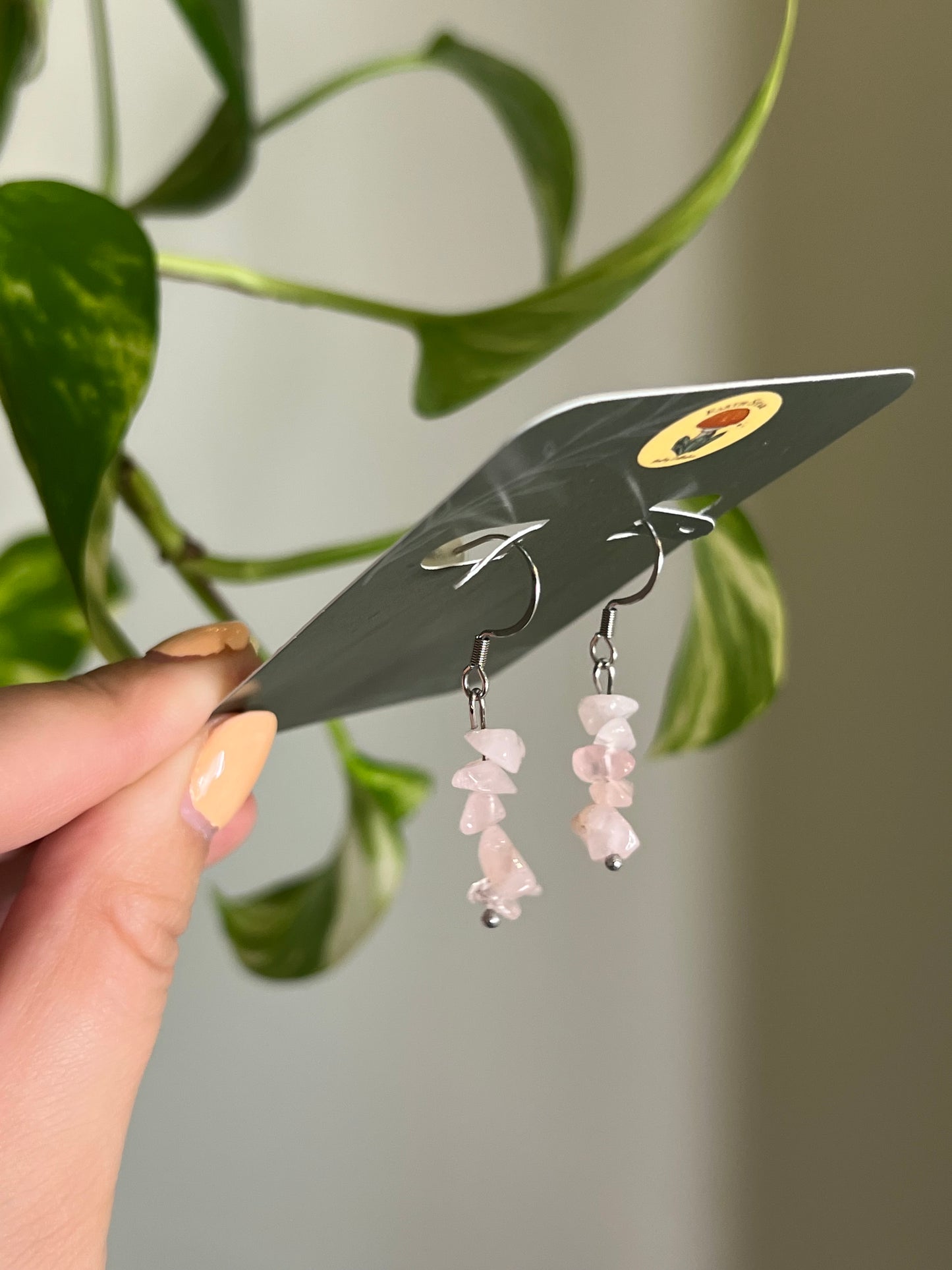 Rose Quartz Chip Earrings