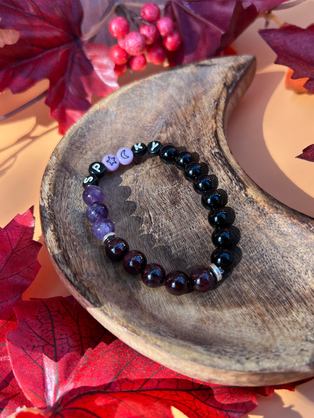 Spooky Amethyst Garnet and Tourmaline Bracelet