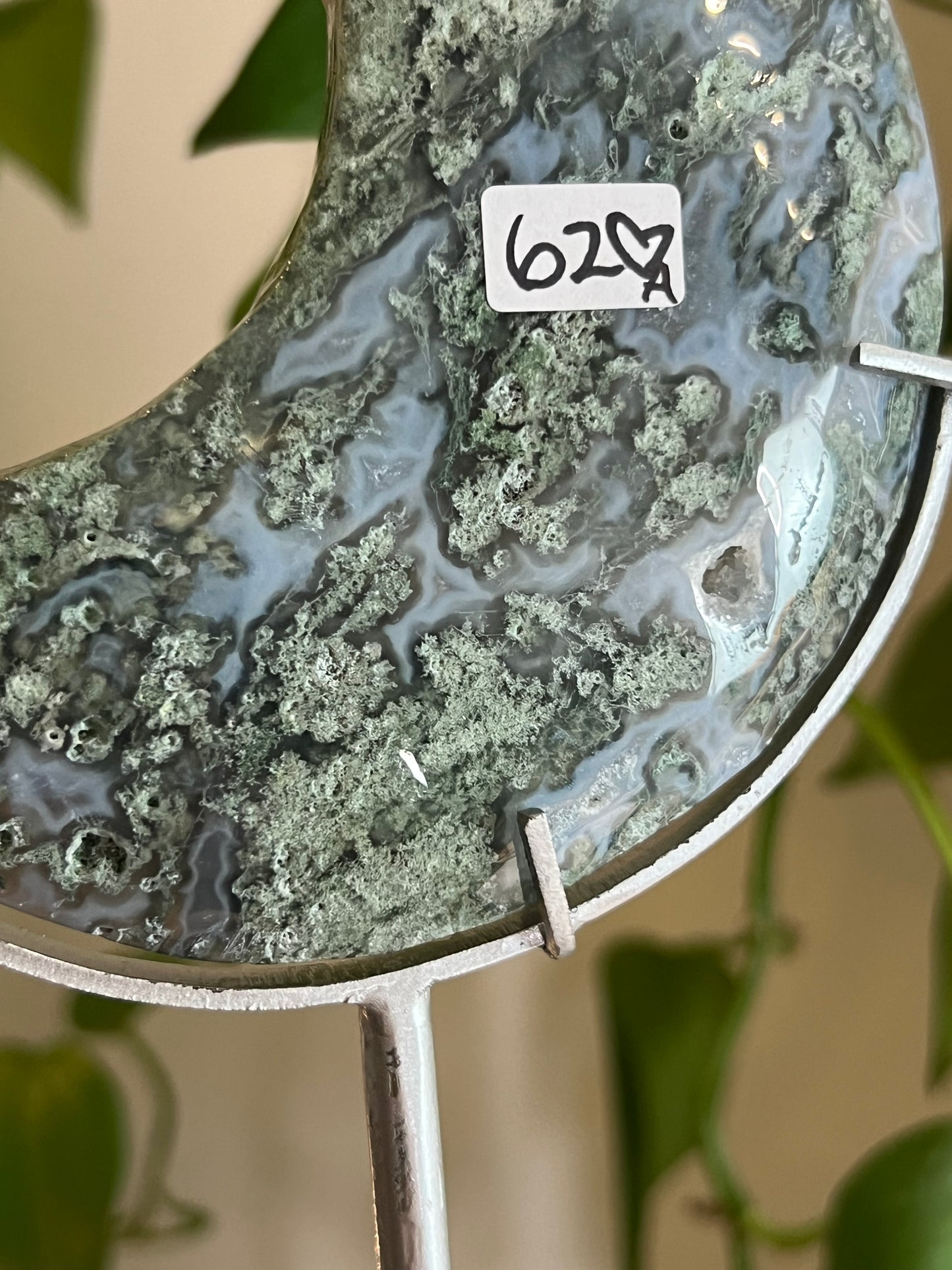 Moss Agate Moon Stand - A