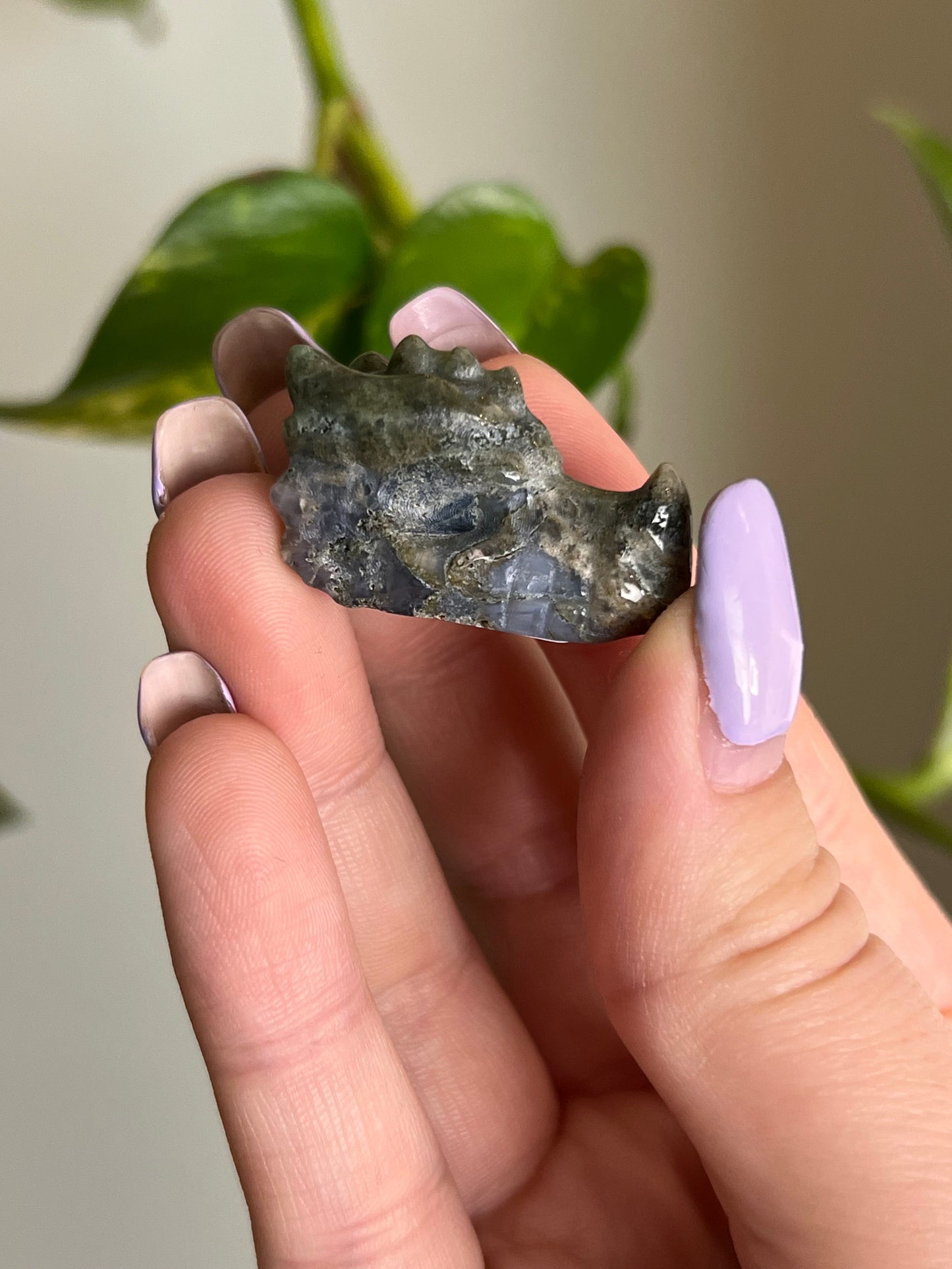 Moss Agate Dragon Head