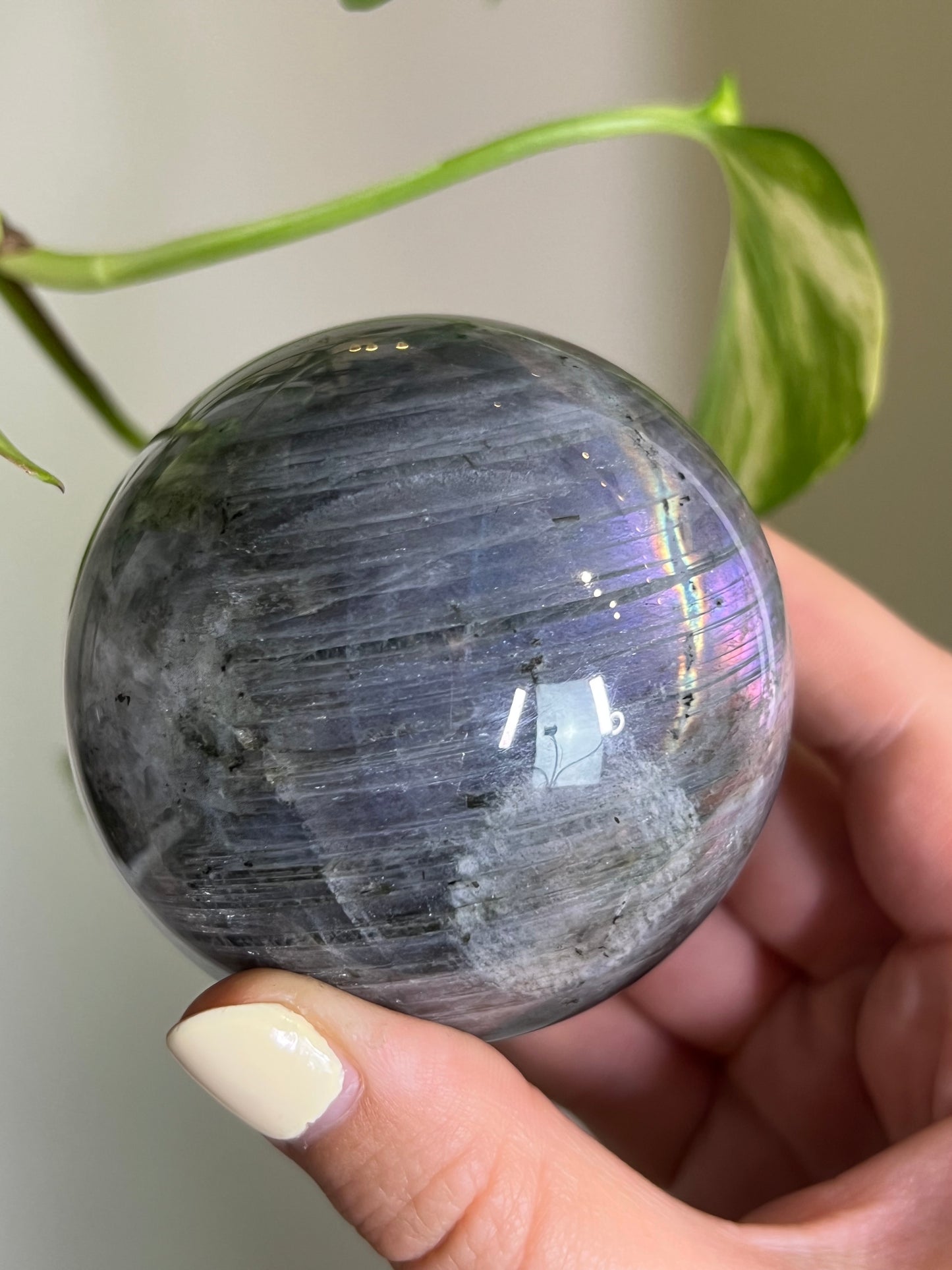 Flashy Purple + Blue Labradorite Sphere - Z