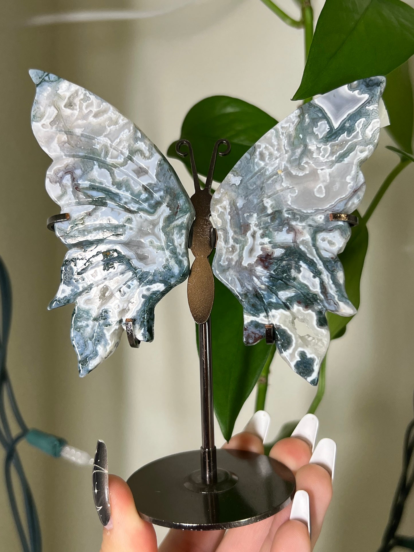 Moss Agate Butterfly Statement P