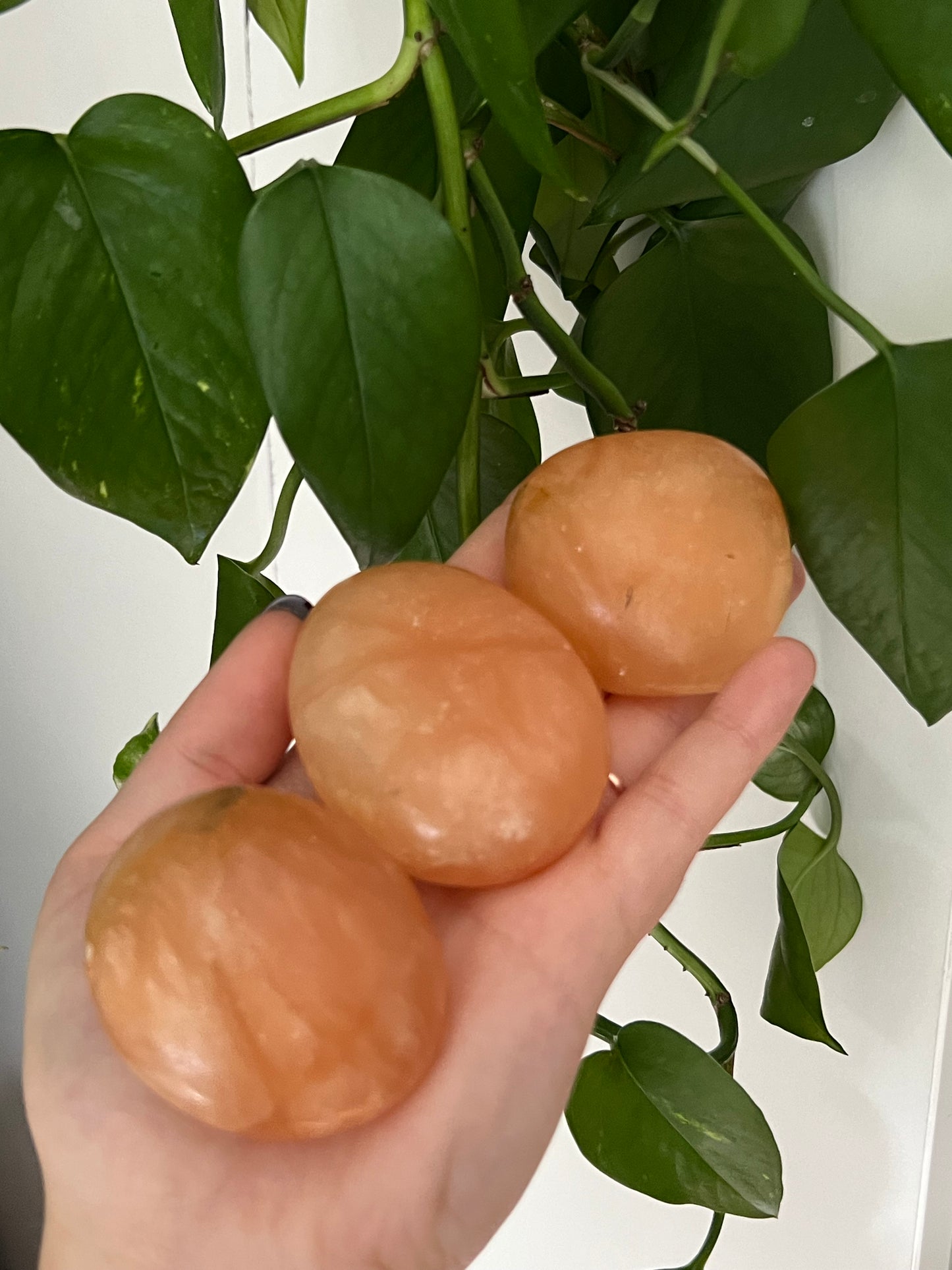 Orange Twist Calcite Palm Stone