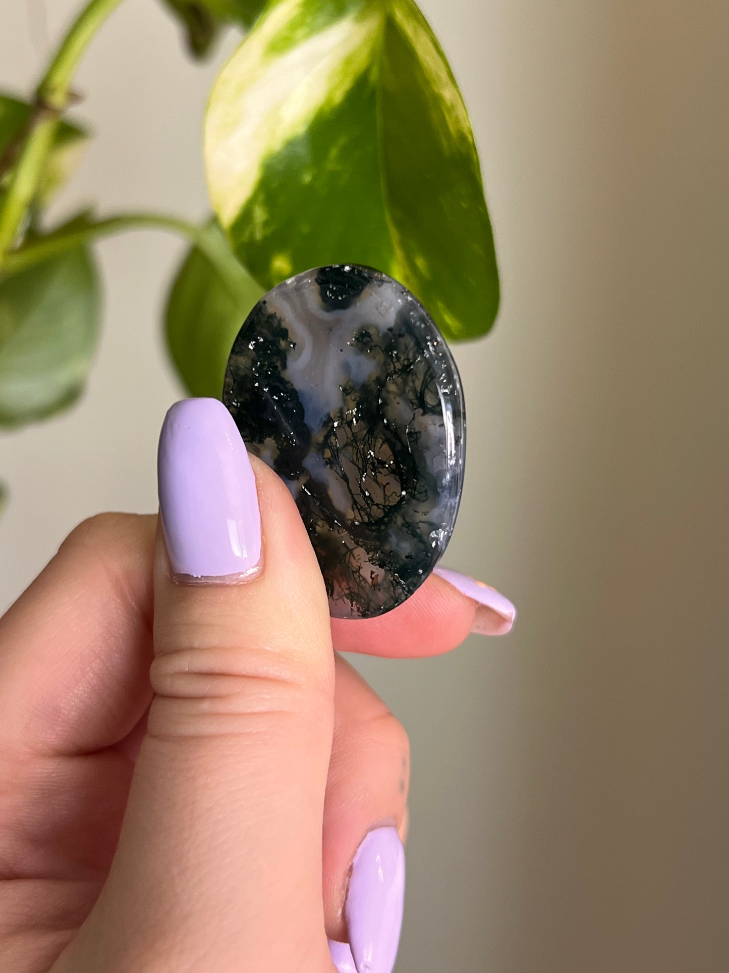 Moss Agate Worry Stone