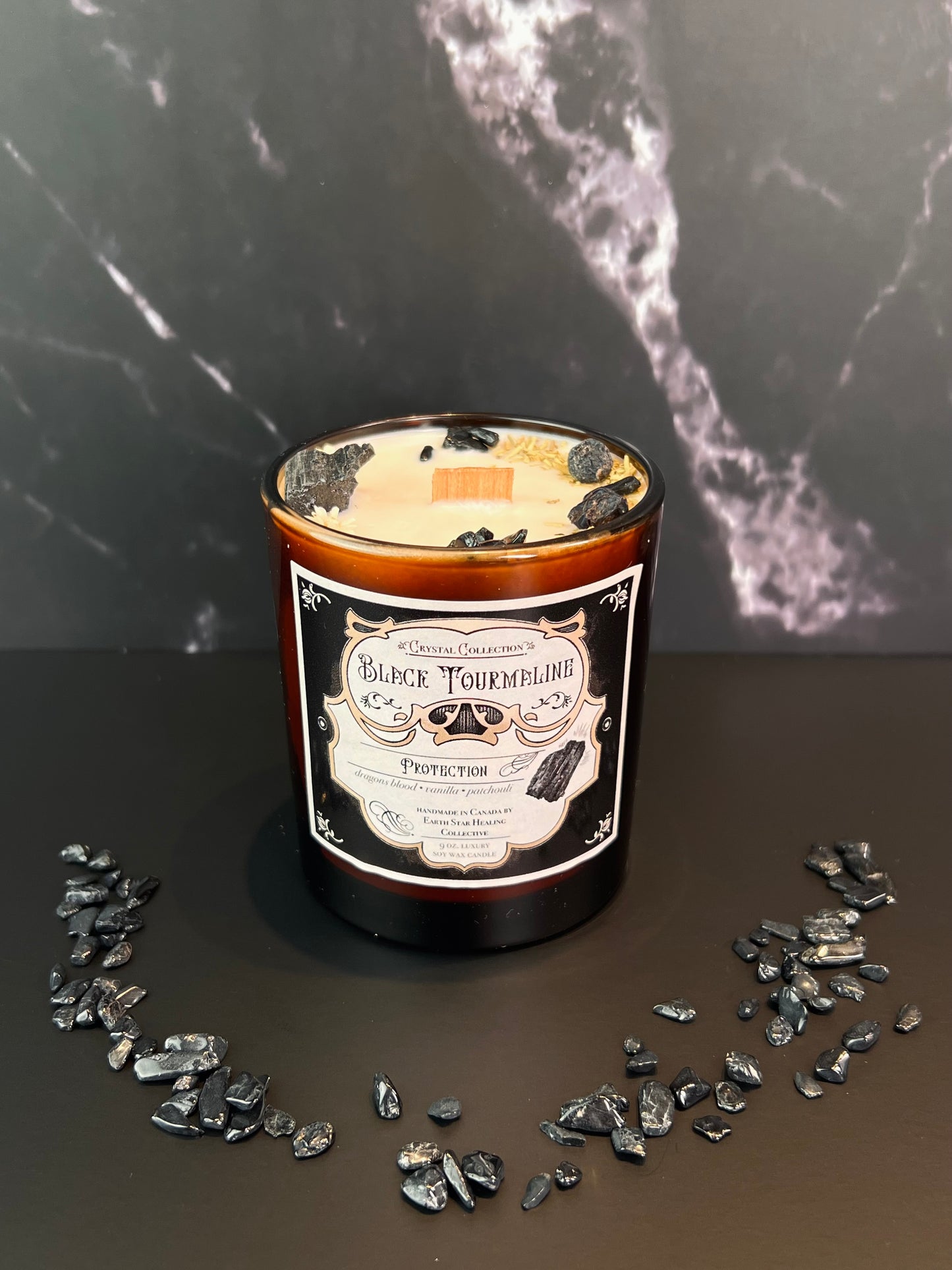 Black Tourmaline - Protection | Luxury Crystal Candle
