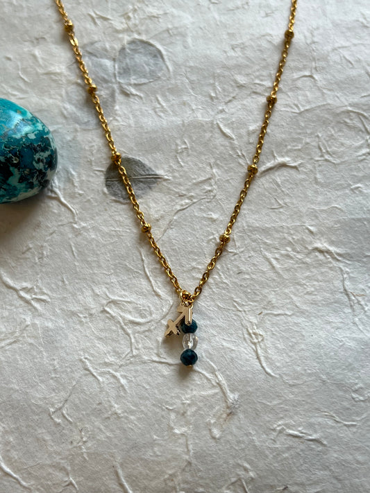 Sagittarius - Zodiac Sign Gemstone Gold Necklace