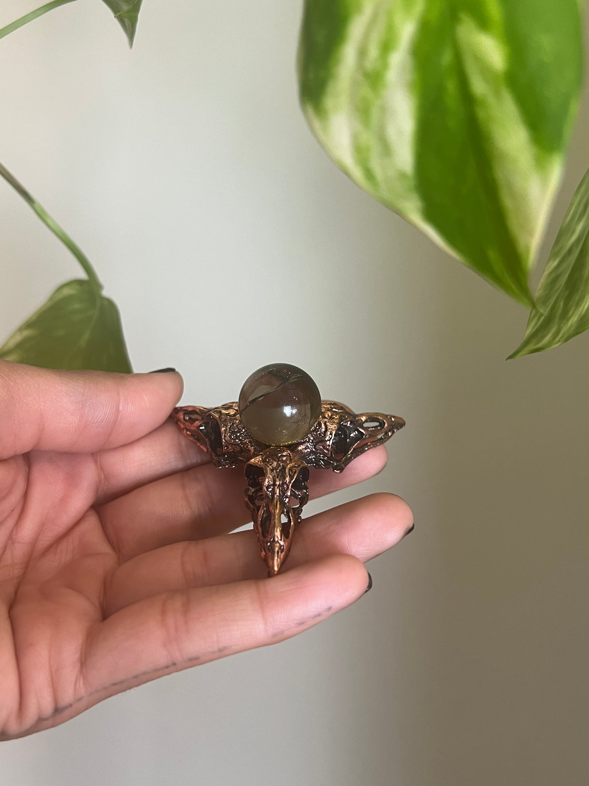 Rose Gold Triple Raven Sphere Stand