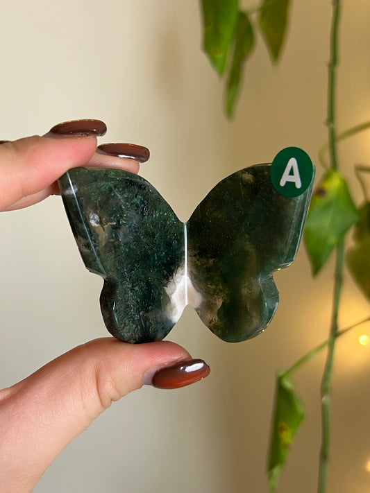 Moss Agate 3D Butterfly - A
