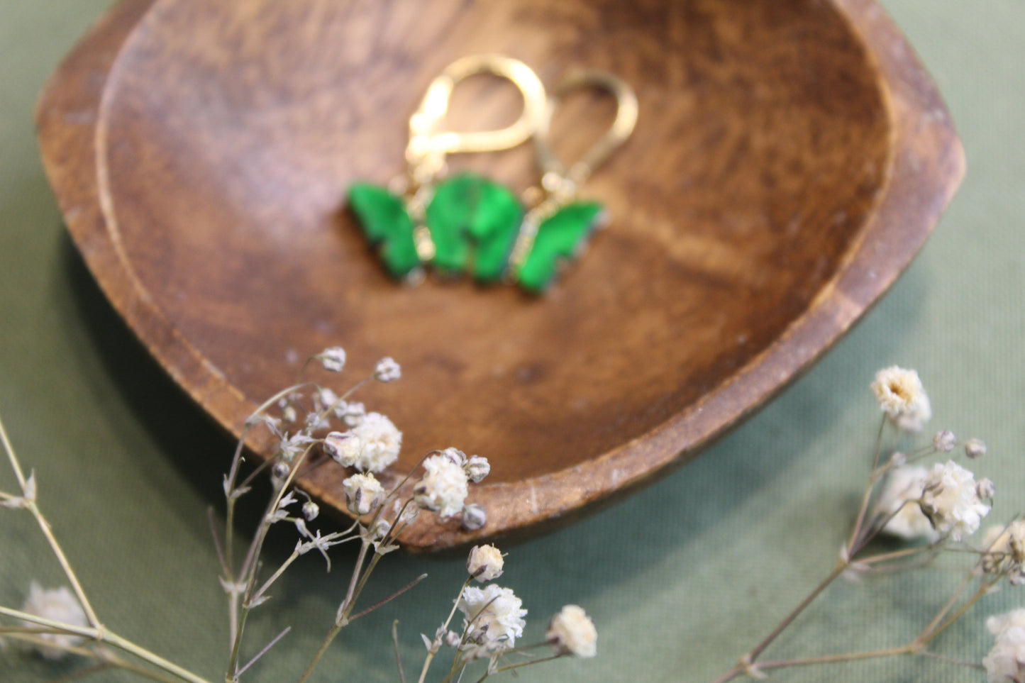 Forest Green Butterfly Earrings